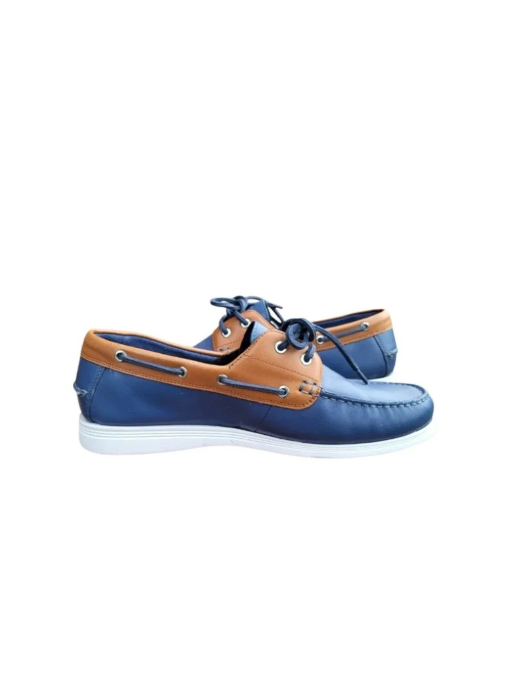 Cole Haan Leather Cornell 2 Eye Blue Brown Boat Shoe Loafer Preppy Dress Men 9